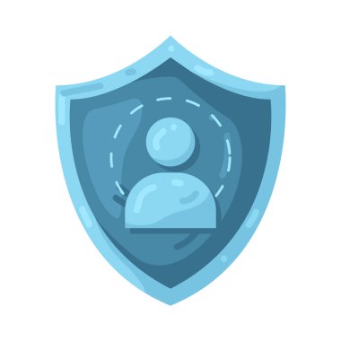 Bir kullanıcı kalkanı kişisel veri koruması ve kullanıcı hesabı güvenliğini sembolize eder.