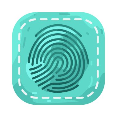 Parmak izi, benzersiz fiziksel özellikler yoluyla kimliğini doğrulamak için kullanılan biyometrik güvenliği temsil eder..