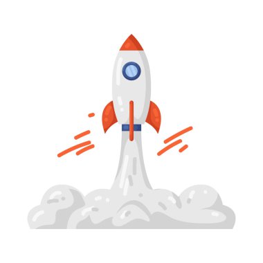 Roketin fırlatılması, atılım anları ve hızlı ilerlemeyi temsil eder..