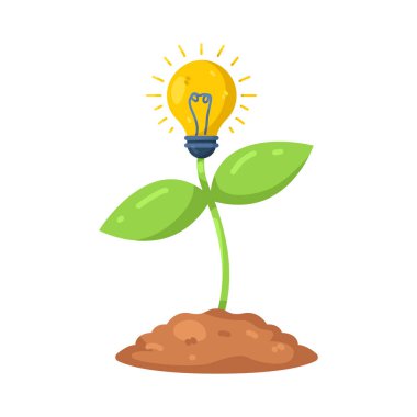Bir ampul bitkisi zamanla gelişen ve büyüyen fikirleri temsil eder.