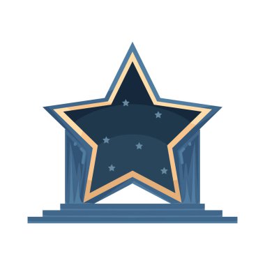 Mavi bir yıldız sahnesi, hayallerin ve performansların parladığı spot ışıkları altında bir platform gibidir..