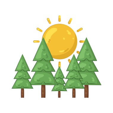 Güneşin altındaki çam ağaçları doğayı süzen esnekliği, doğal güzelliği ve güneş ışığını temsil eder..