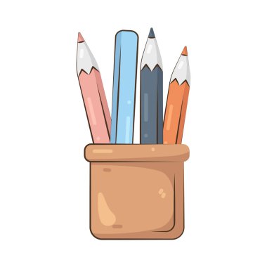 Bir kalem tutucu masanın üzerine düzenli araçlar yazmaya devam eder.