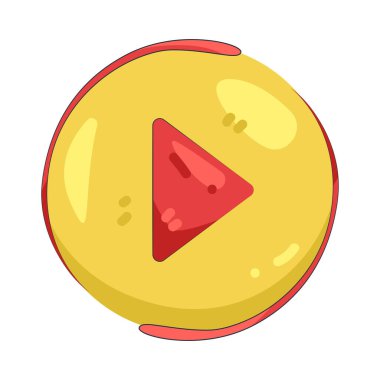 Yuvarlak oynatma düğmesi ortam oynatma ve etkileşimli tasarımı temsil eder.