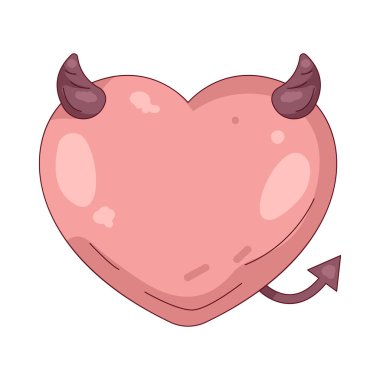 Boynuzlu bir kalp yaramaz aşkı ya da şakacı cazibeyi temsil eder..