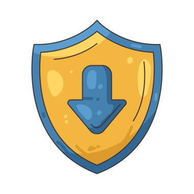 İndirme kalkanı güvenli, korunaklı ve güvenli indirmeyi simgeler.