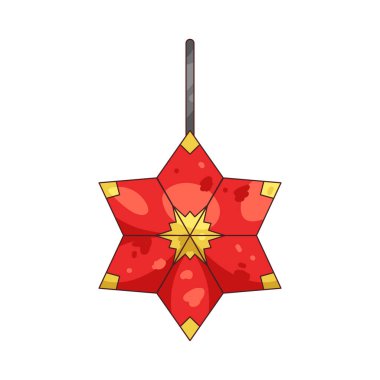 Asılı bir yıldız, şans, parlaklık ve pozitif enerjiyi simgeleyen bir şenlik süsüsüdür..