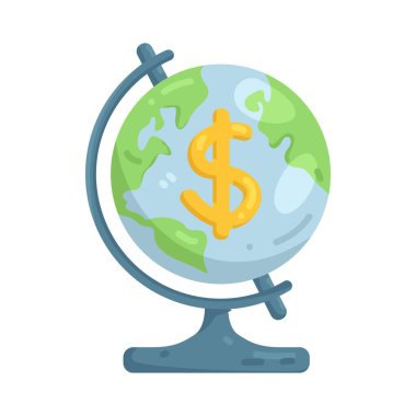 Dolar sembollü bir küre küresel finans ve ticareti temsil eder..