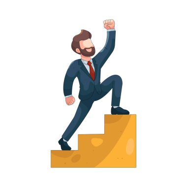İşadamı başarısı başarıyı, karlılığı ve iş kilometre taşlarını sembolize eder..