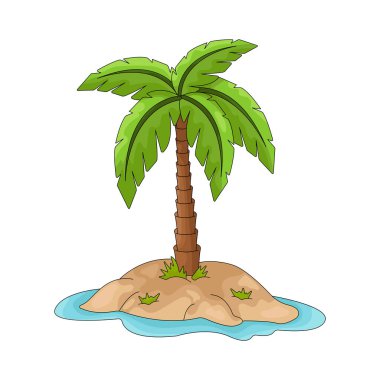 Bir palmiye ağacı tropikal titreşimleri ve plaj manzarasını sembolize eder..