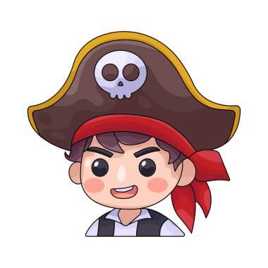 Korsan kostümlü bir çocuk, maceraperest ve yaratıcı Cadılar Bayramı kıyafetini temsil eder..