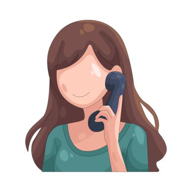 Telefona cevap veren kadın iletişimi, etkinliği ve müşteri hizmetleri etkileşimini temsil ediyor.