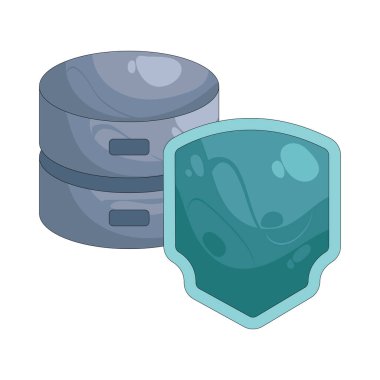 Veri koruması hassas dijital bilgiyi koruyan şifreleme ve güvenlik duvarları gibi güvenlik önlemlerini sembolize eder.