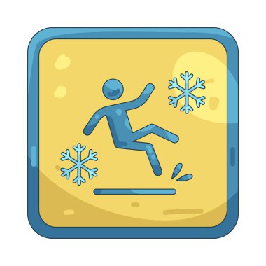 Kaygan bir buz uyarı levhası insanları buzlu ve tehlikeli yüzeylere karşı uyarır ve dondurucu koşullarda güvenliği sağlar..