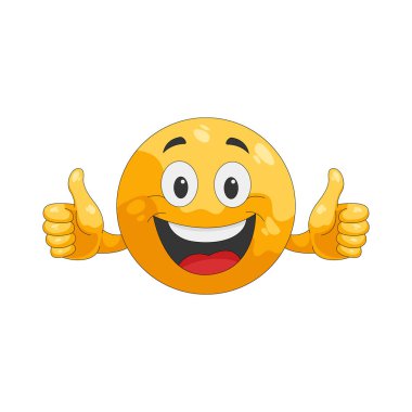 Başparmağıyla mutlu bir ifade heyecan ve olumlu geri bildirim ifade eder..