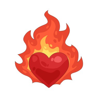 Yanan bir kalp yoğun tutku, arzu ve güçlü romantik duyguları temsil eder..