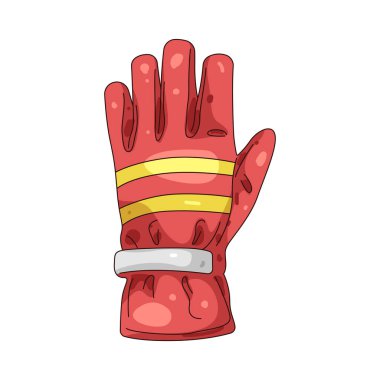 Kırmızı itfaiyeci eldiveni, elleri ısıdan ve yaralanmadan koruyan koruyucu giysiyi simgeler..