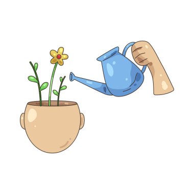 Bir çiçeği sulamak, büyümelerine yardımcı olacak pozitif alışkanlıkları ve düşünceleri beslemeyi temsil eder..