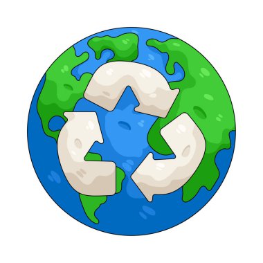 Dünya atığı azaltma, kaynakları yeniden kullanma ve sürdürülebilir yaşamı destekleme amaçlı küresel çabaları sembolize ediyor.