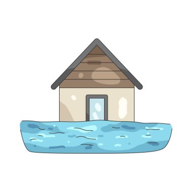 Sel sularına gömülü ev, şiddetli sellerin yol açtığı hasarları ve felaketleri temsil ediyor..