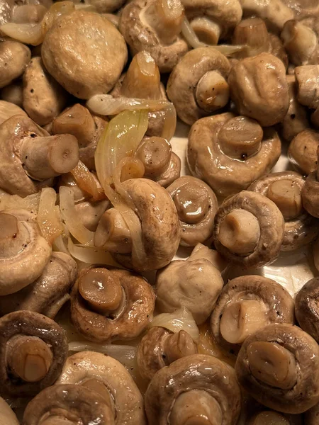 close up of freshly mushrooms and onions a delicious and healthy side dish concept