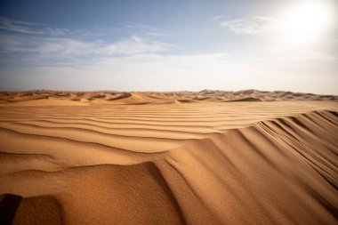 Rub al Khali çölünde dalgalı kum tepeleri. Yüksek kalite fotoğraf