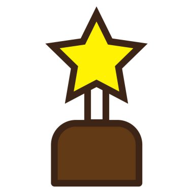 Tarz sahibi bir altın yıldız kahverengi bir kupa tabanında oturur, zaferi, tanınmayı ve başarıyı simgeler..