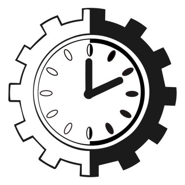 Tarzlı bir saat yüzü bir dişliye kusursuz bir şekilde entegre edilir, bir yarısı çizilir ve diğeri siyah ile doldurulur..