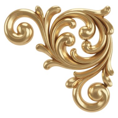 Zarif-altın-rokoko-çerçeve-element-girdap-ve-süslü-süslemeler