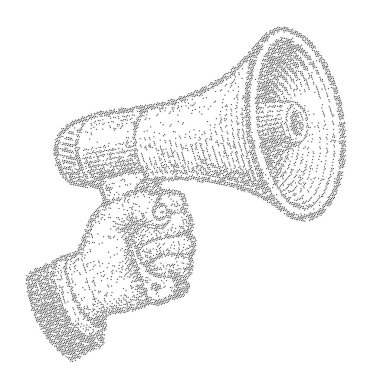 El Tutma Megafonu Klasik Gravür İllüstrasyonu.