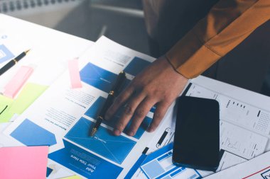 UI UX web tasarımcılarından oluşan takım UI UX ön tasarım önizlemeleri, UI UX web geliştirme fikirleri ve ön uç tasarımcı ile mobil yanıt veren web siteleri geliştirmek için birlikte çalışıyor. uygulama geliştirme