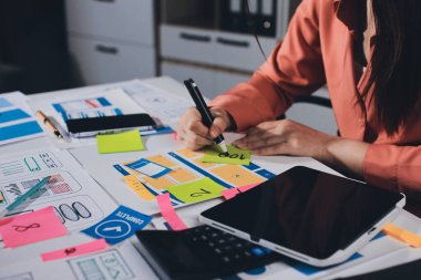 UI UX web tasarımcısı ekibi UI UX ön uç tasarımcısı önizlemeleri ile mobil yanıt veren web siteleri geliştirmek için birlikte çalışıyor