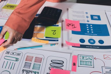 UI UX web tasarımcısı ekibi UI UX ön uç tasarımcısı önizlemeleri ile mobil yanıt veren web siteleri geliştirmek için birlikte çalışıyor