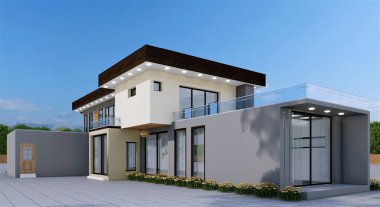 Bahçedeki modern ev