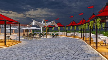 Dış görünümün 3d cg görüntülemesi