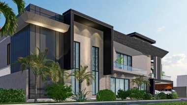 Modern lüks bir evin 3 boyutlu tasarımı