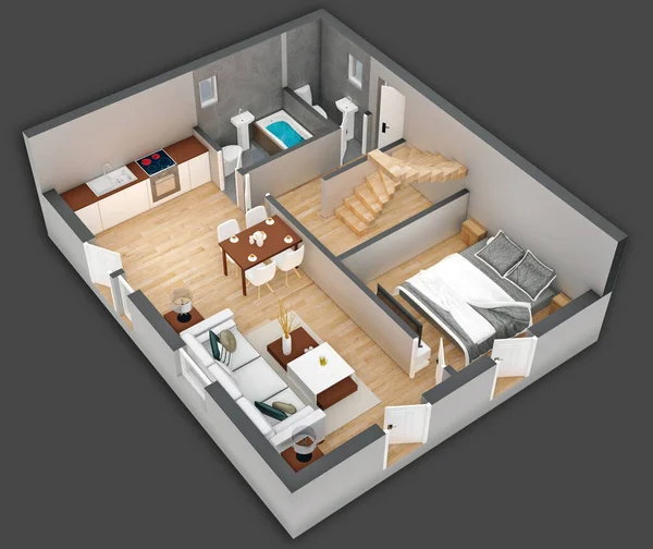 Konforlu bir evin 3D sunumu