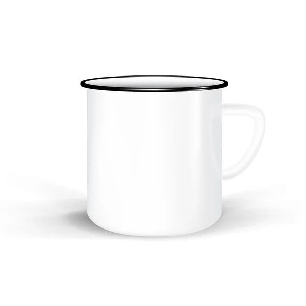 Caneca de esmalte limpo isolado no fundo branco —  Vetores de Stock