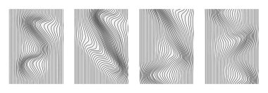 Siyah ve beyaz soyut çizgiler ve akış şekilleri. Vektör illüstrasyonu