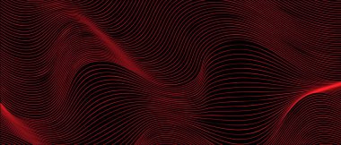 Eğri kırmızı çizgiler siyah üzerinde dalgalı bir etki yaratır