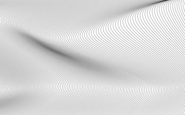 Beyaz üzerine ince siyah kıvrımlı çizgiler içeren minimalist vektör sanatı akışkan bir dalga deseni oluşturur.