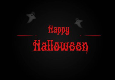 halloween background with scary ghost and text on black background.
