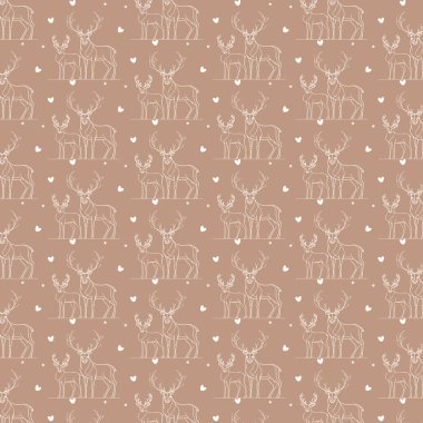 Geyik ve kalple yeni yıl şablonu