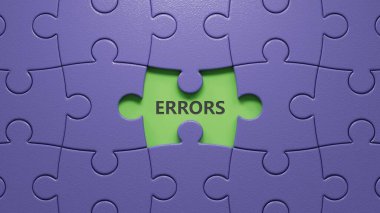 Yanlış kelime kavramı. Kayıp parçalarla bulmaca parçaları. Kayıp parçalarla bulmaca parçalarını kapat. İş Konsepti 3D görüntüleme..