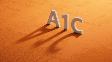 3D şarküterilerin gölgesi, tıbbi konsept üzerine A1C metni. 3D Charcaters 'ın gölgesine yakın çekim..