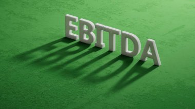 EBITDA iş sözcüğüne sahip 3D Charcaters 'ın gölgesi. 3D Charcaters' ın gölgesine yakın çekim..