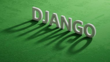 3D Charcaters 'ın DJANGO işletme sözcüğüyle gölgesi. 3D Charcaters' ın gölgesine yakın çekim..