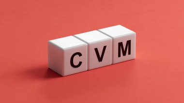 Müşteri Değeri Yönetimi sözcüğü ahşap küpün üzerine kuruludur. Tahta küpleri, İş Konsepti 3D yorumlama.