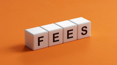 FES iş kelimeli ahşap küpler. Görev, Vizyon ve temel değerler kavramı. Tahta küplere yakın çekim, İş Konsepti 3D yorumlama.