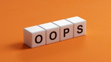 OPS iş sözcüğüne sahip ahşap küpler. Ahşap küplere yakın, İş Konsepti 3D görüntüleme..